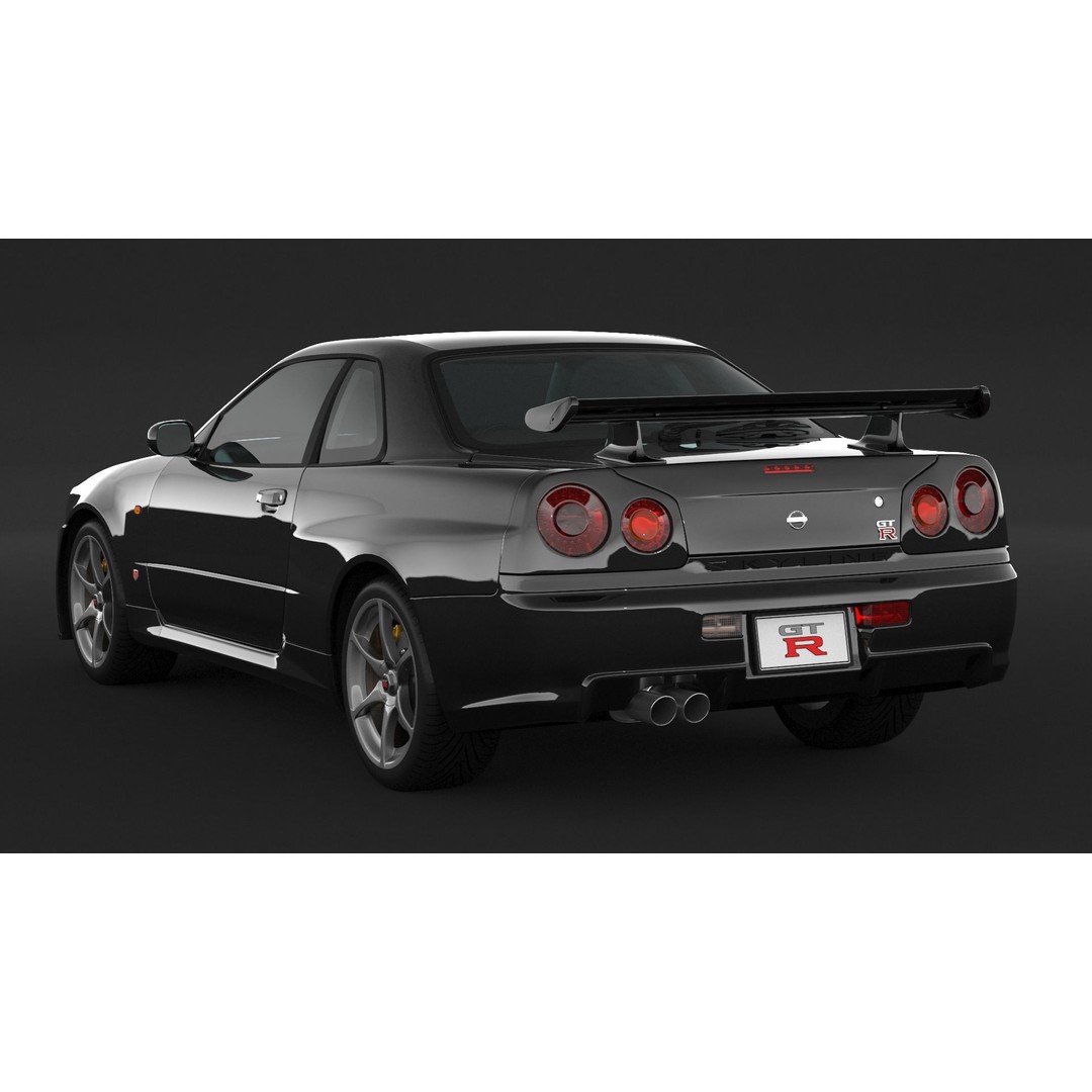 Nissan Skyline GT-R R34 3D Model – High Poly Game Asset, FBX, OBJ - View 5