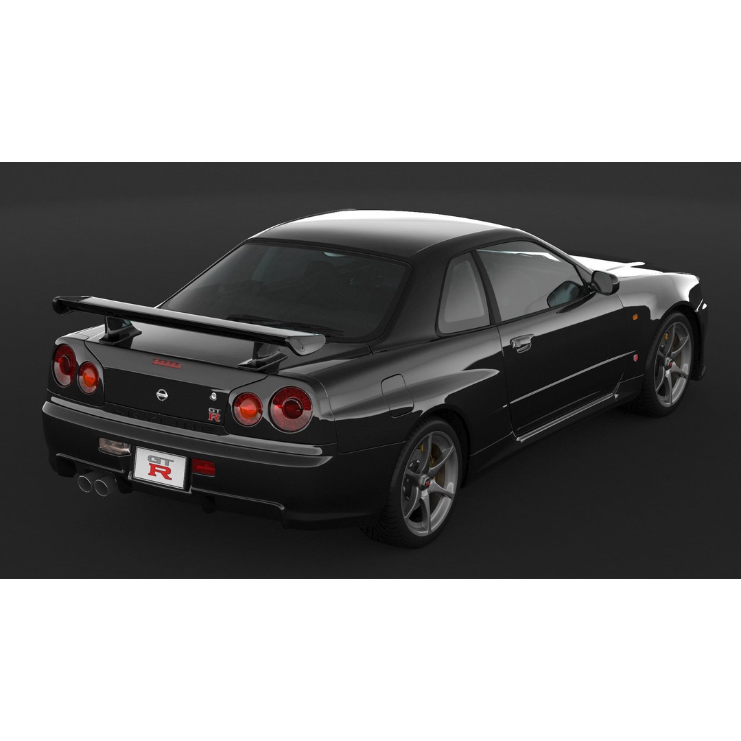 Nissan Skyline GT-R R34 3D Model – High Poly Game Asset, FBX, OBJ - View 8