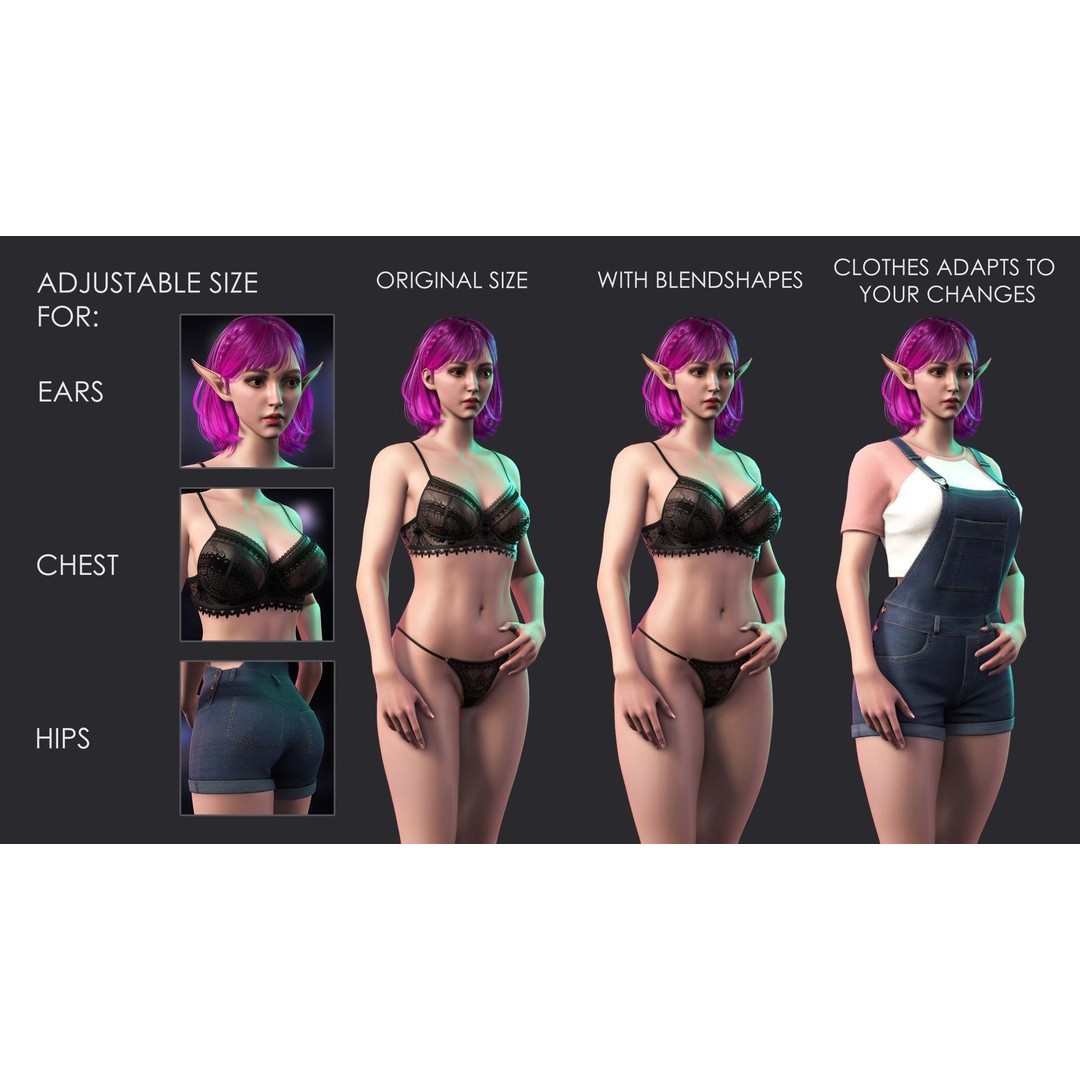 Streetwear Girl 3D Model – Casual Wear Female Character, Game-Ready - View 14