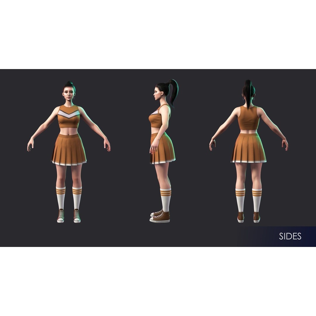 Streetwear Girl 3D Model – Casual Wear Female Character, Game-Ready - View 23