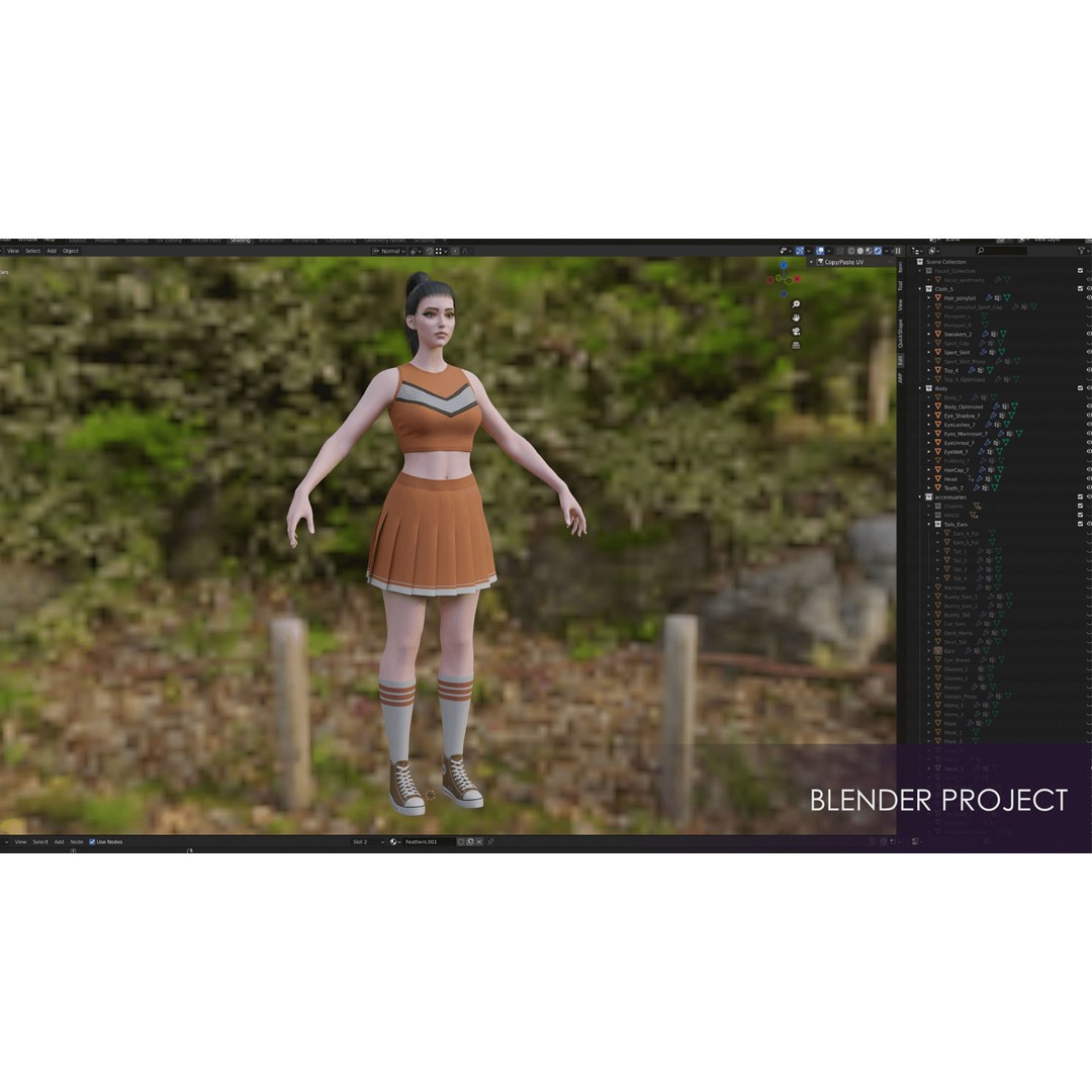 Streetwear Girl 3D Model – Casual Wear Female Character, Game-Ready - View 26