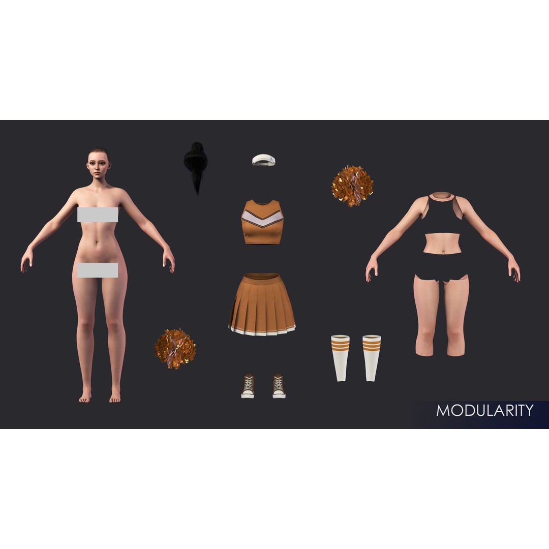 Streetwear Girl 3D Model – Casual Wear Female Character, Game-Ready - View 28