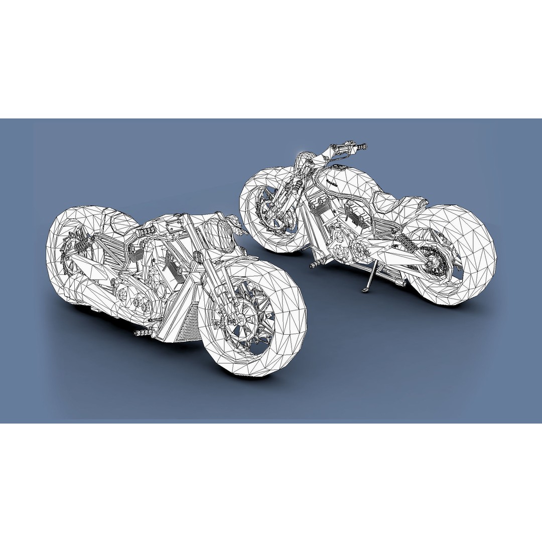 Motorbikes 3D Model – Low Poly Motorcycle Pack, FBX & OBJ Formats - View 10