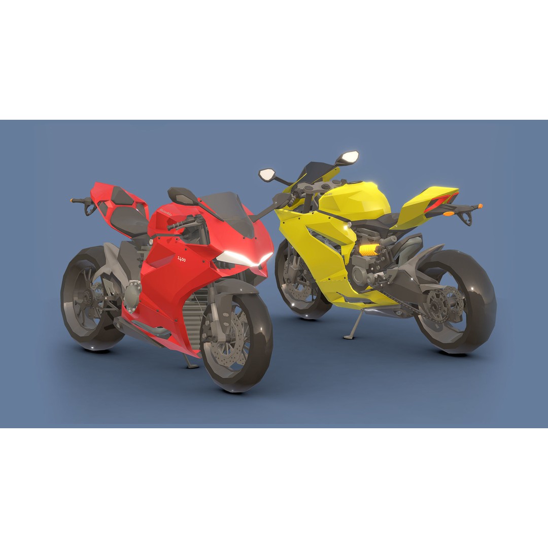 Motorbikes 3D Model – Low Poly Motorcycle Pack, FBX & OBJ Formats - View 11