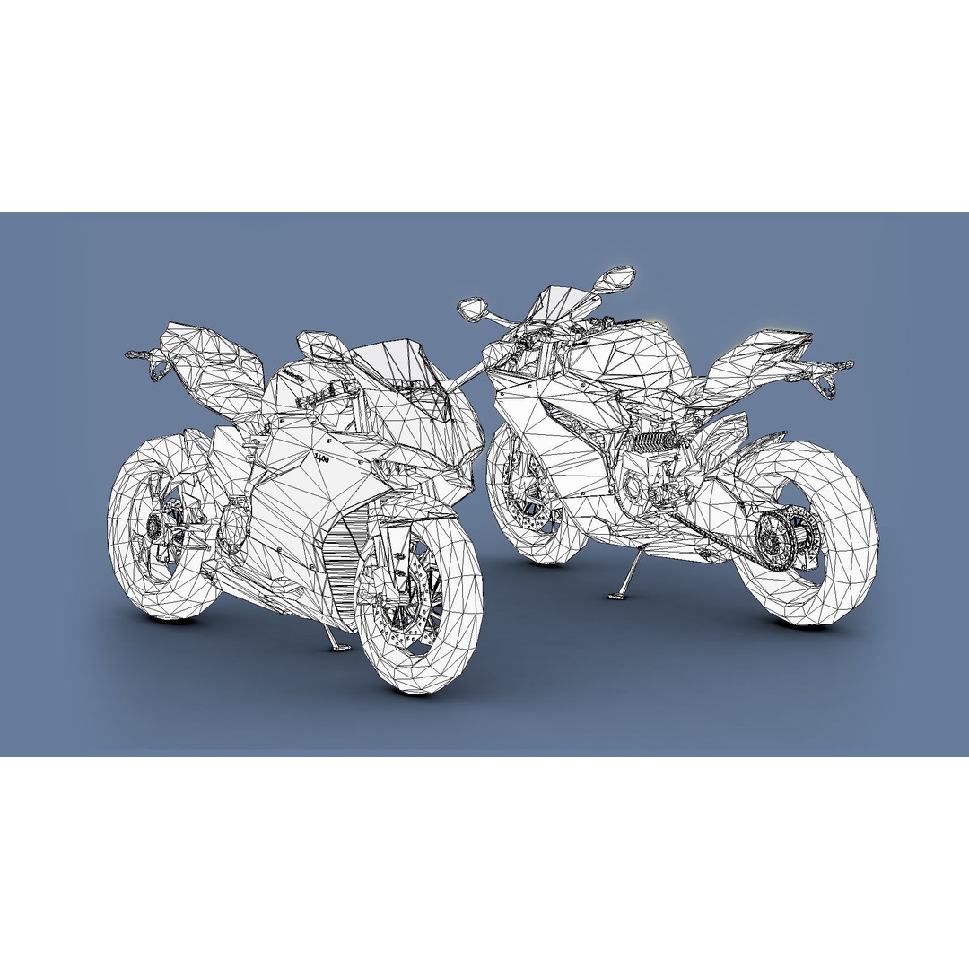 Motorbikes 3D Model – Low Poly Motorcycle Pack, FBX & OBJ Formats - View 12