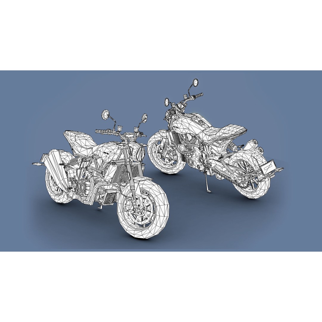 Motorbikes 3D Model – Low Poly Motorcycle Pack, FBX & OBJ Formats - View 18