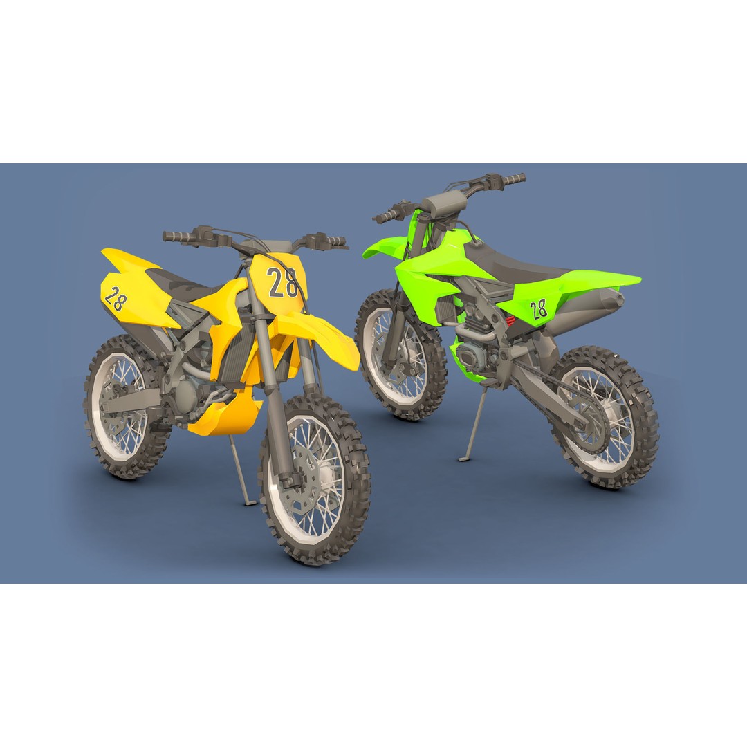 Motorbikes 3D Model – Low Poly Motorcycle Pack, FBX & OBJ Formats - View 3
