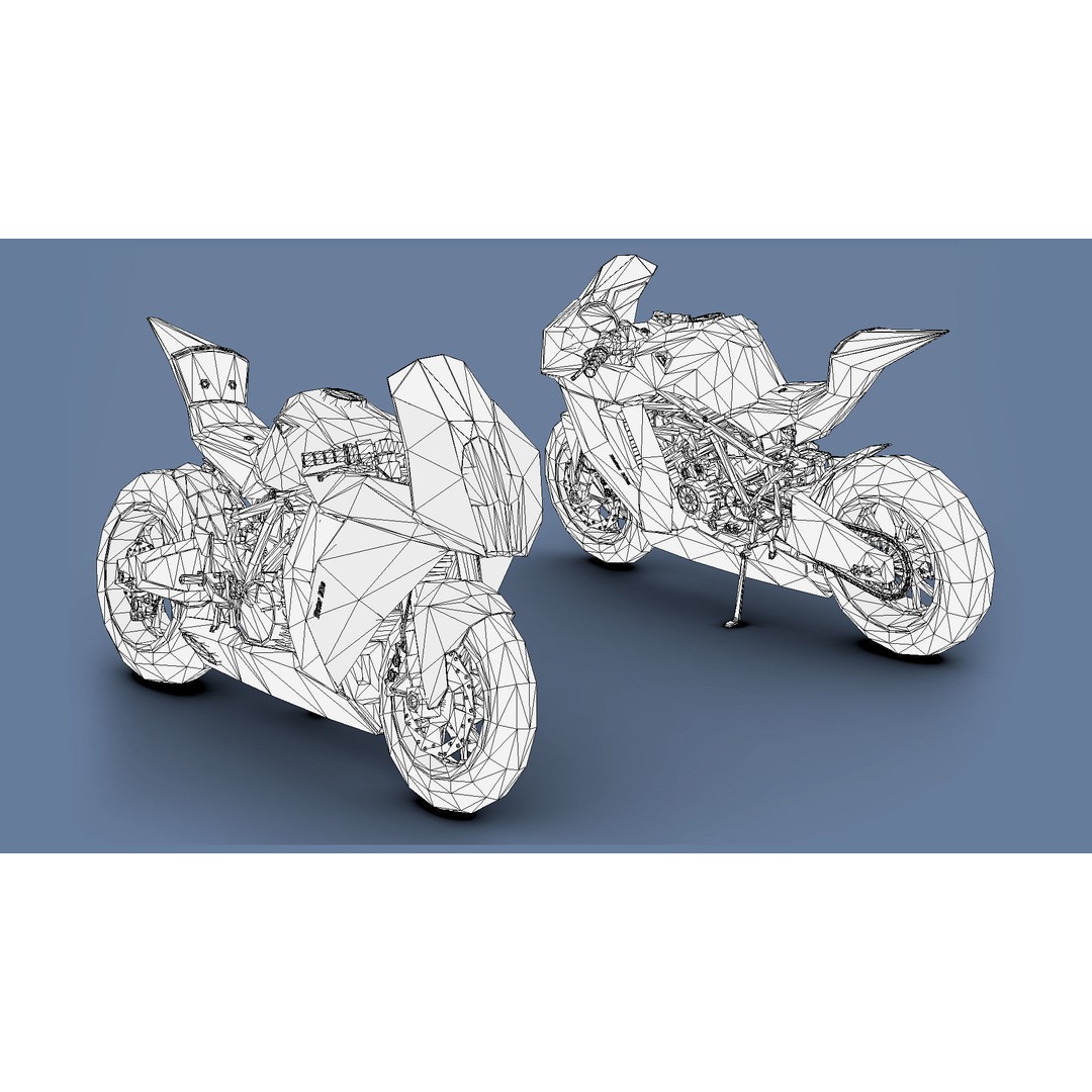 Motorbikes 3D Model – Low Poly Motorcycle Pack, FBX & OBJ Formats - View 6