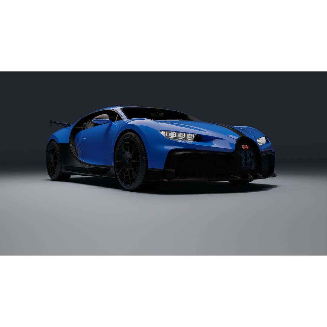 Bugatti Chiron Pur Sport 3D Model – Low Poly Game-Ready Asset, FBX - View 16