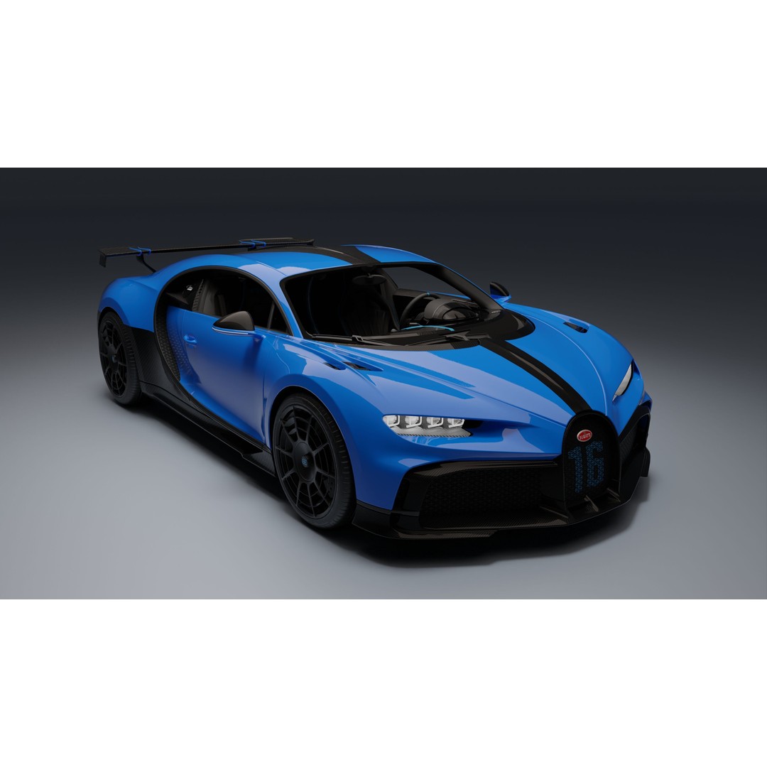 Bugatti Chiron Pur Sport 3D Model – Low Poly Game-Ready Asset, FBX - View 19