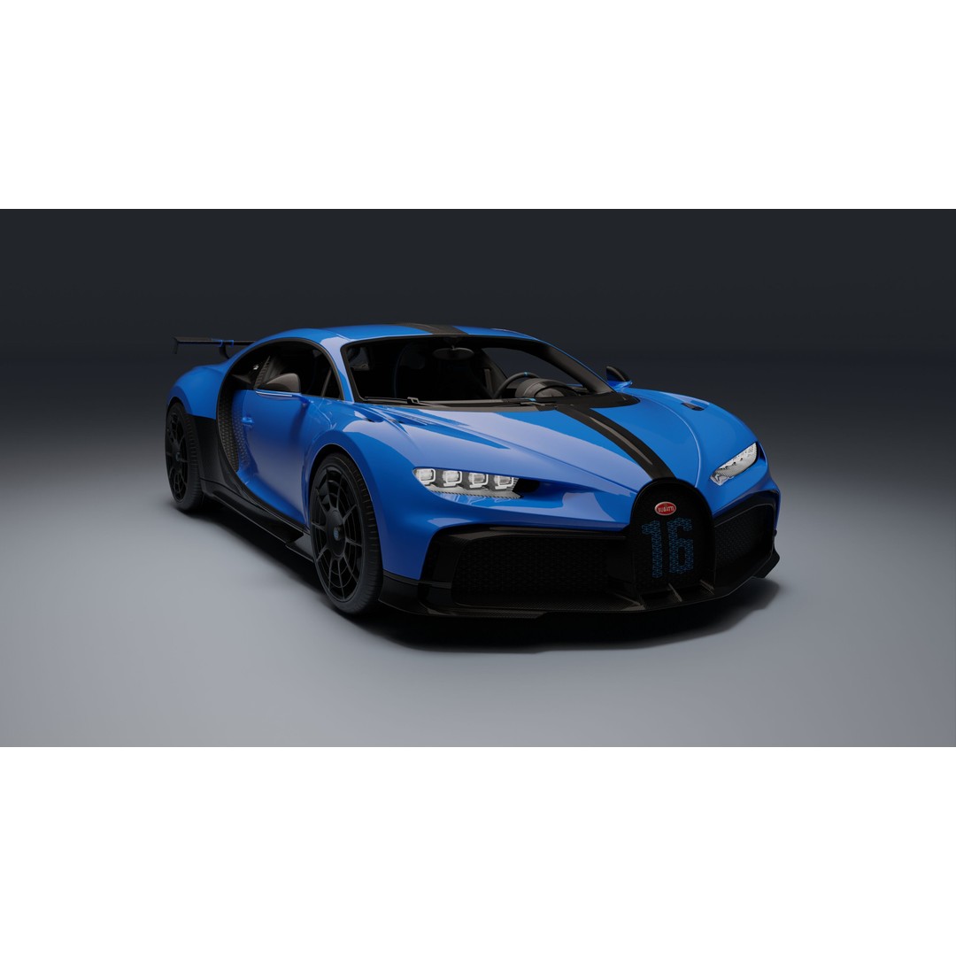 Bugatti Chiron Pur Sport 3D Model – Low Poly Game-Ready Asset, FBX - View 3