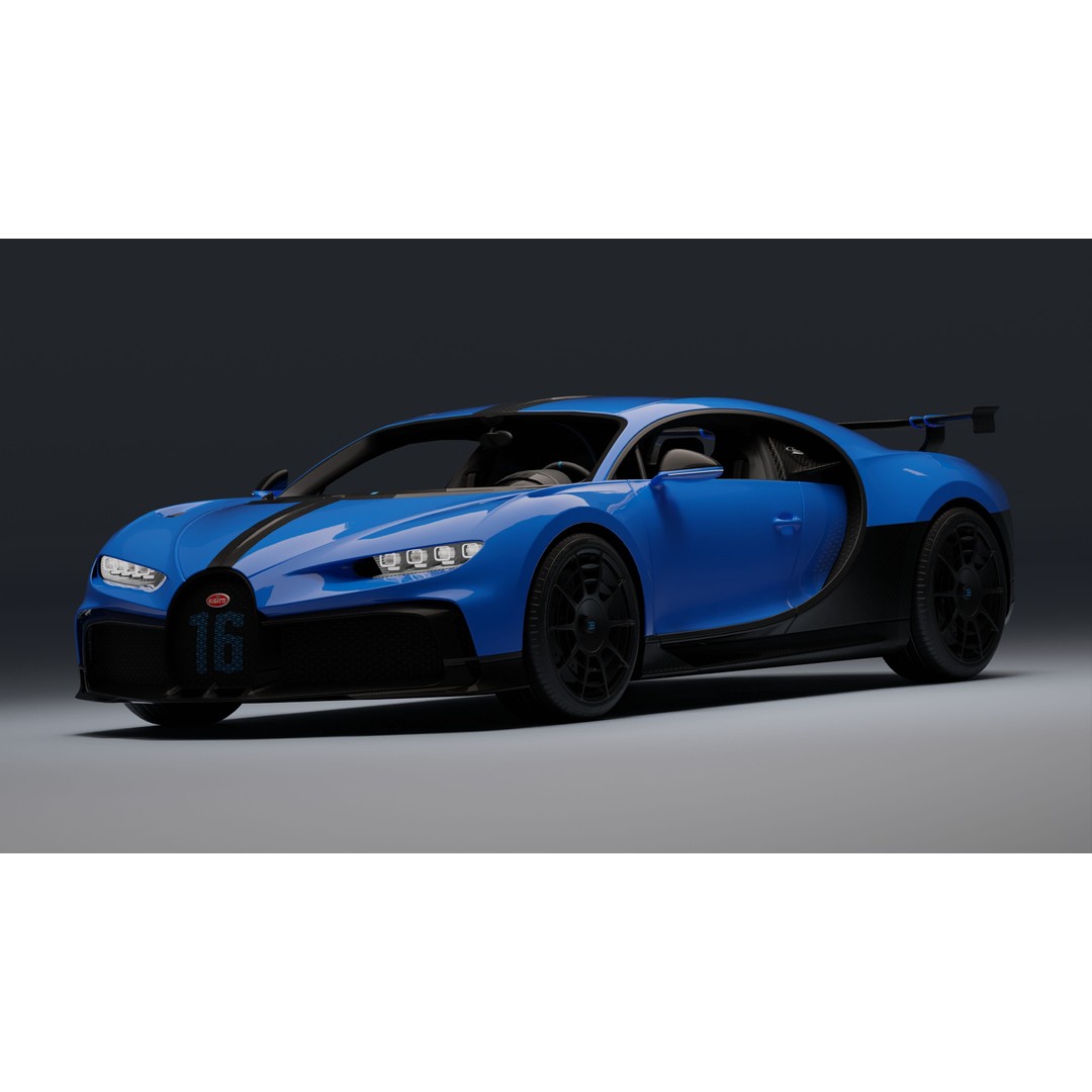 Bugatti Chiron Pur Sport 3D Model – Low Poly Game-Ready Asset, FBX - View 34