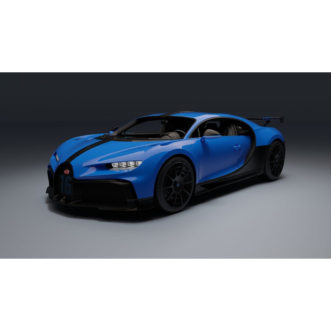 Bugatti Chiron Pur Sport 3D Model – Low Poly Game-Ready Asset, FBX - View 7