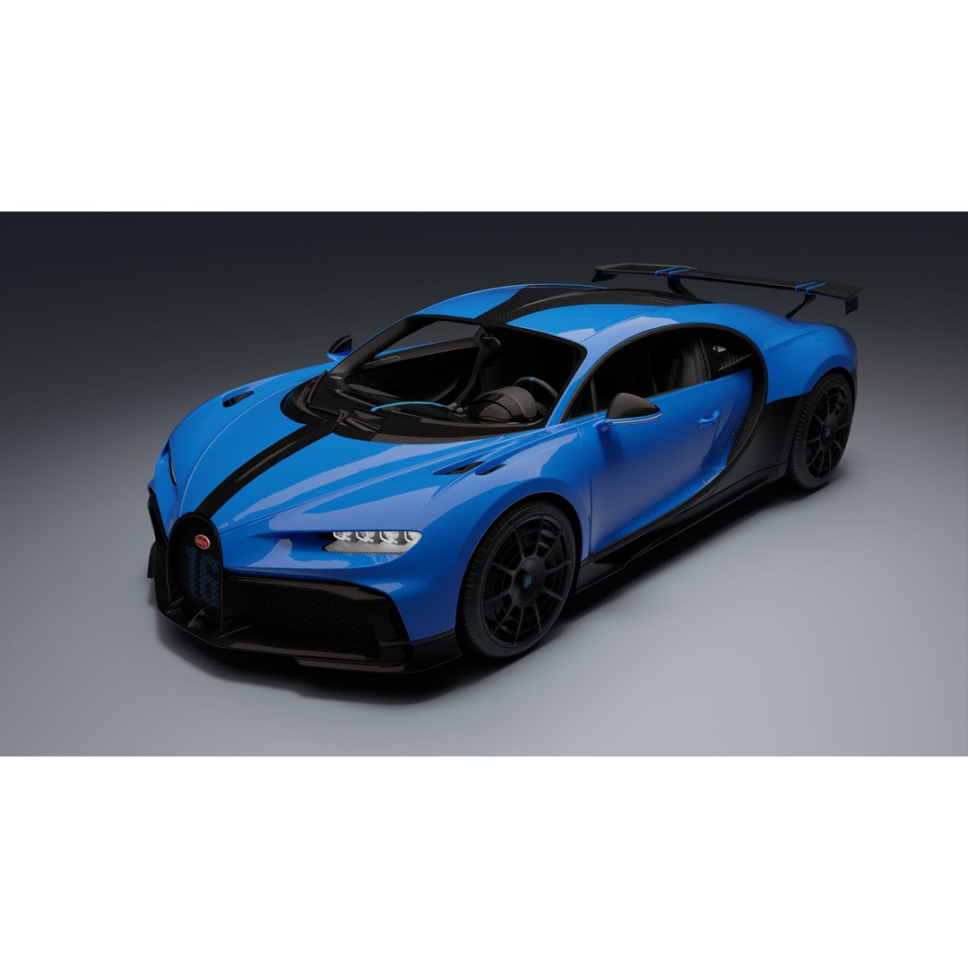 Bugatti Chiron Pur Sport 3D Model – Low Poly Game-Ready Asset, FBX - View 8
