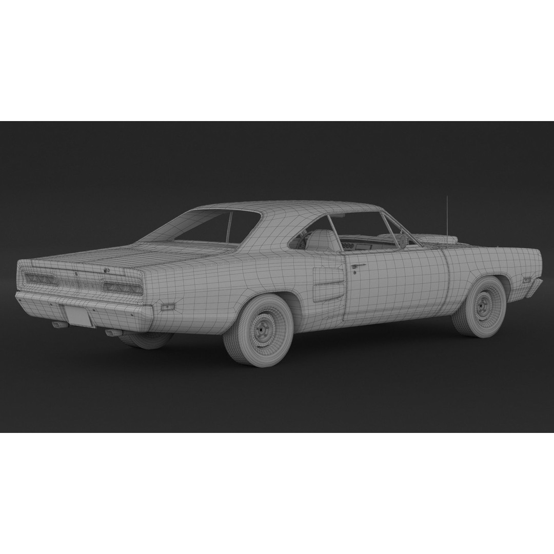 1969 Dodge Coronet Super Bee 3D Model – High Poly Game Asset, FBX, OBJ - View 10