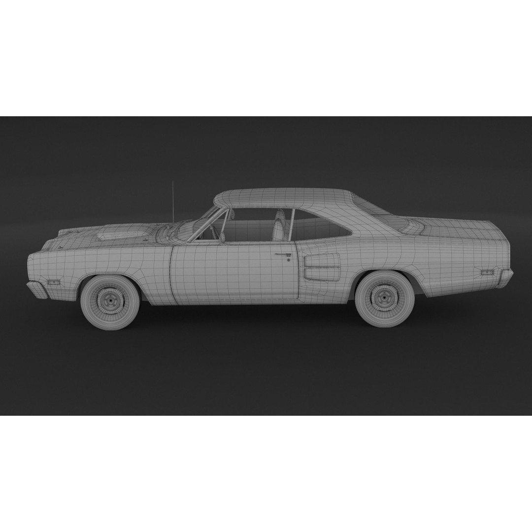 1969 Dodge Coronet Super Bee 3D Model – High Poly Game Asset, FBX, OBJ - View 11