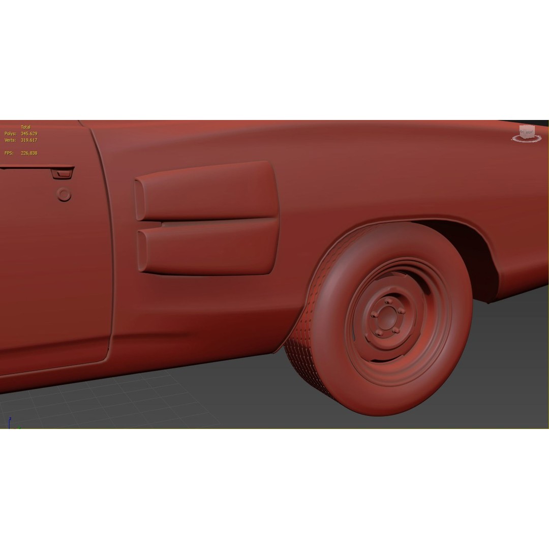 1969 Dodge Coronet Super Bee 3D Model – High Poly Game Asset, FBX, OBJ - View 12