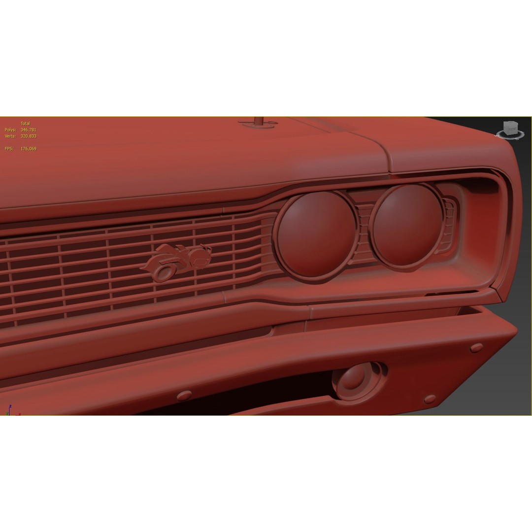 1969 Dodge Coronet Super Bee 3D Model – High Poly Game Asset, FBX, OBJ - View 13