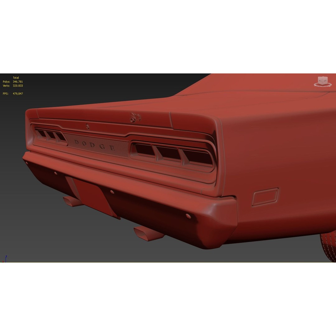 1969 Dodge Coronet Super Bee 3D Model – High Poly Game Asset, FBX, OBJ - View 14
