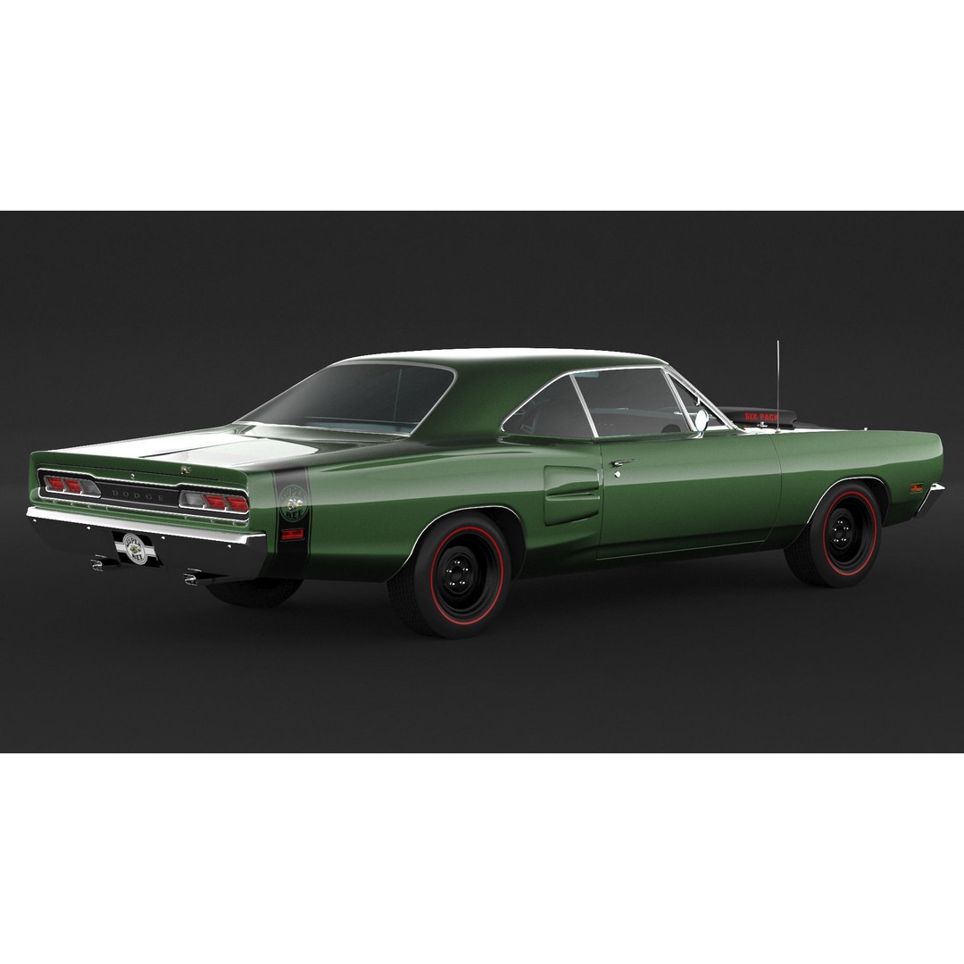 1969 Dodge Coronet Super Bee 3D Model – High Poly Game Asset, FBX, OBJ - View 3