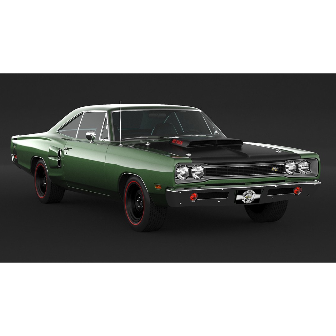 1969 Dodge Coronet Super Bee 3D Model – High Poly Game Asset, FBX, OBJ - View 4