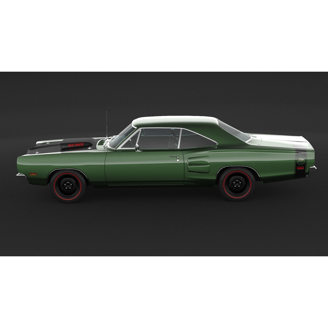 1969 Dodge Coronet Super Bee 3D Model – High Poly Game Asset, FBX, OBJ - View 6