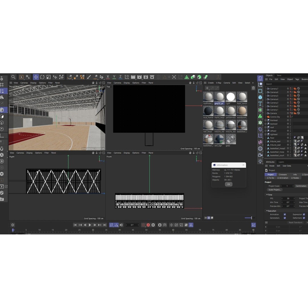 Basketball Gym 3D Model – Detailed Game Asset, FBX, Blender - View 14
