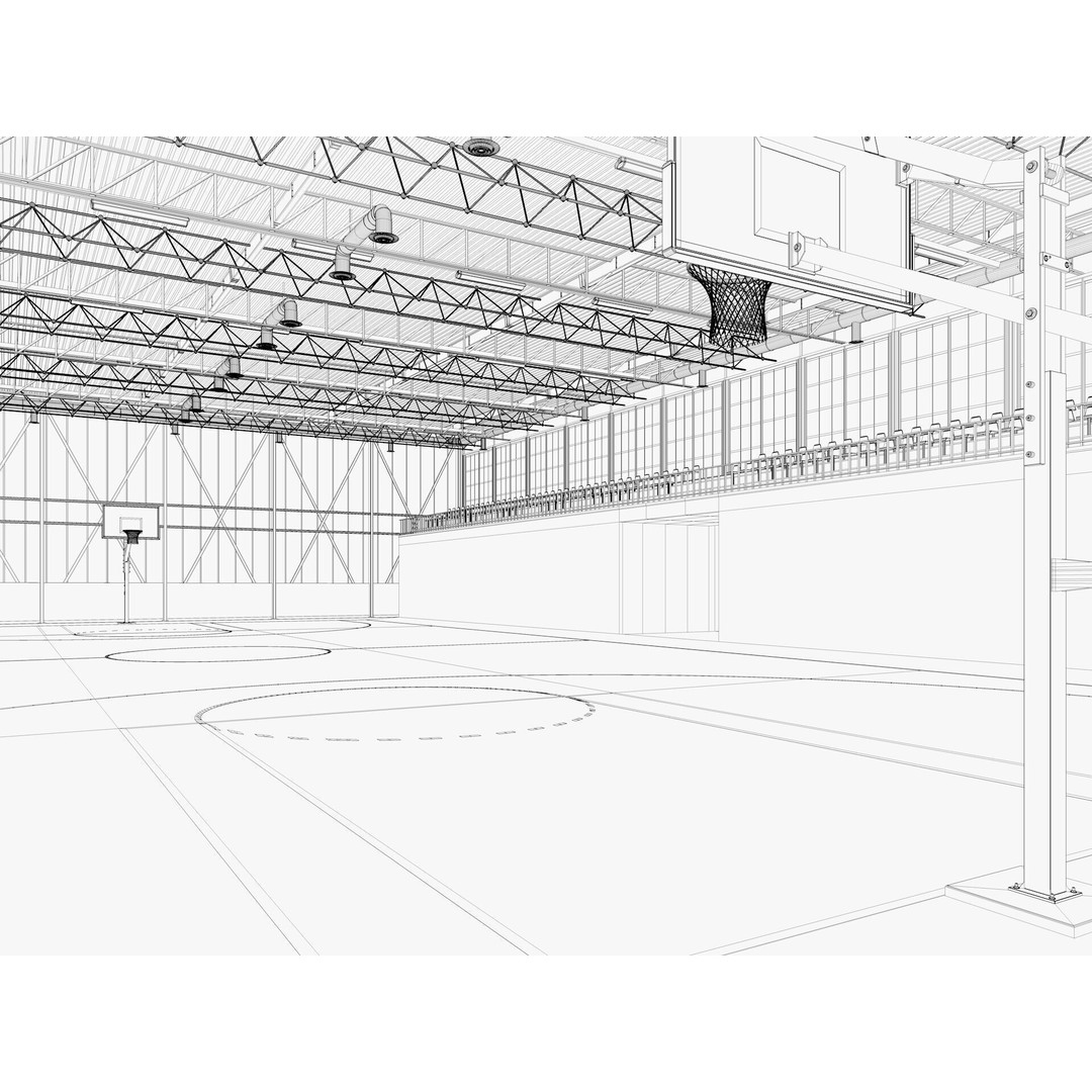 Basketball Gym 3D Model – Detailed Game Asset, FBX, Blender - View 19