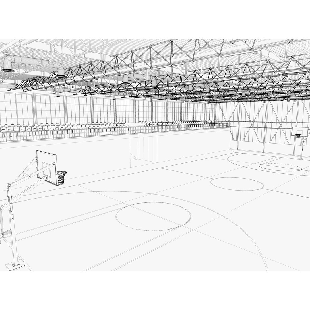 Basketball Gym 3D Model – Detailed Game Asset, FBX, Blender - View 22