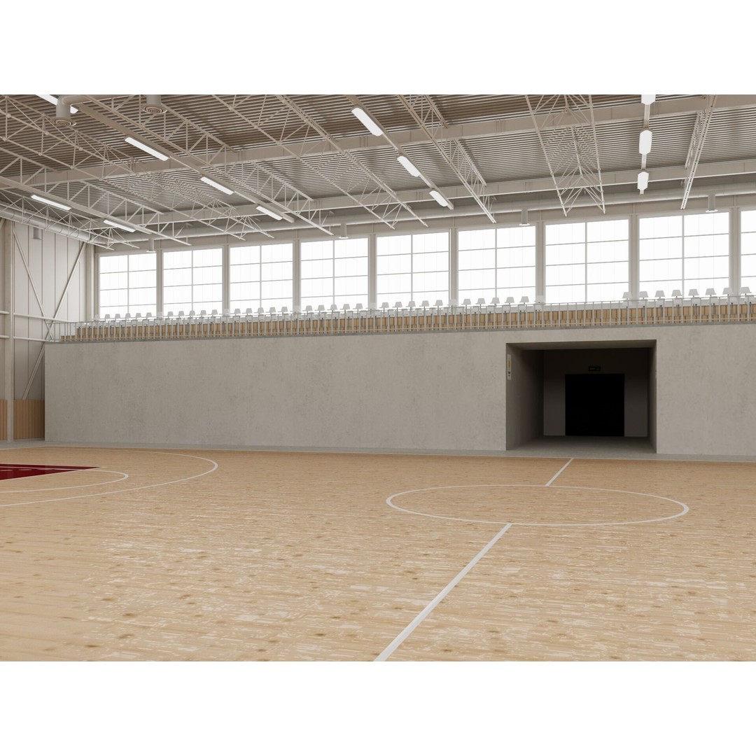 Basketball Gym 3D Model – Detailed Game Asset, FBX, Blender - View 3