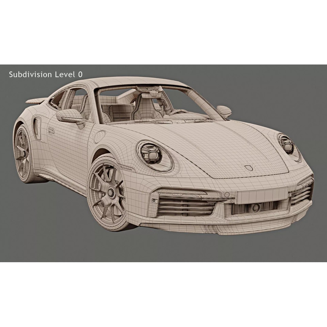 2021 Porsche 911 Turbo S 3D Model – High Poly Game Asset, FBX, OBJ - View 17