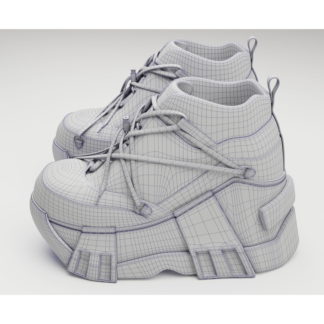 Black Sneakers 3D Model – Low Poly Game-Ready Footwear, FBX & OBJ - View 13