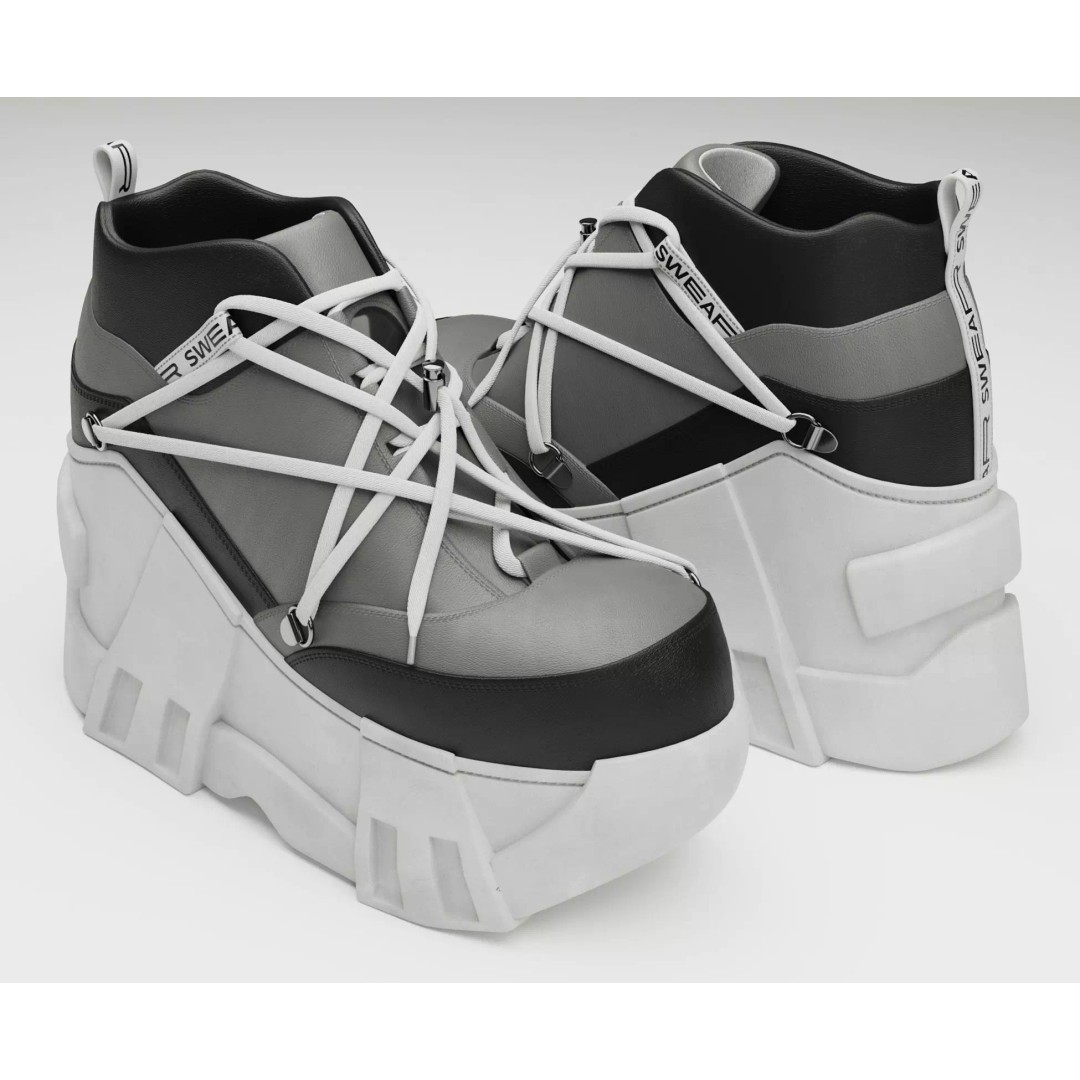 Black Sneakers 3D Model – Low Poly Game-Ready Footwear, FBX & OBJ - View 2