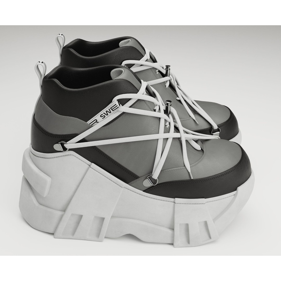 Black Sneakers 3D Model – Low Poly Game-Ready Footwear, FBX & OBJ - View 3