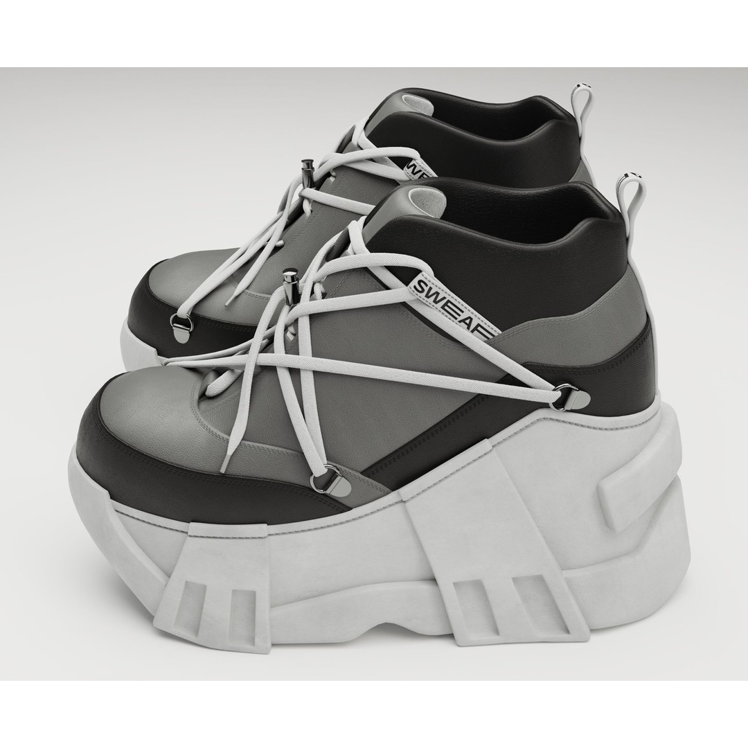 Black Sneakers 3D Model – Low Poly Game-Ready Footwear, FBX & OBJ - View 5
