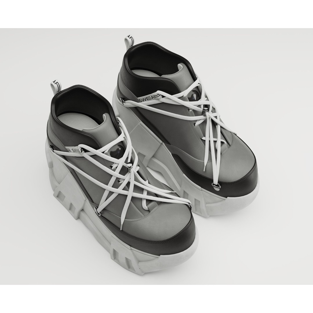 Black Sneakers 3D Model – Low Poly Game-Ready Footwear, FBX & OBJ - View 7