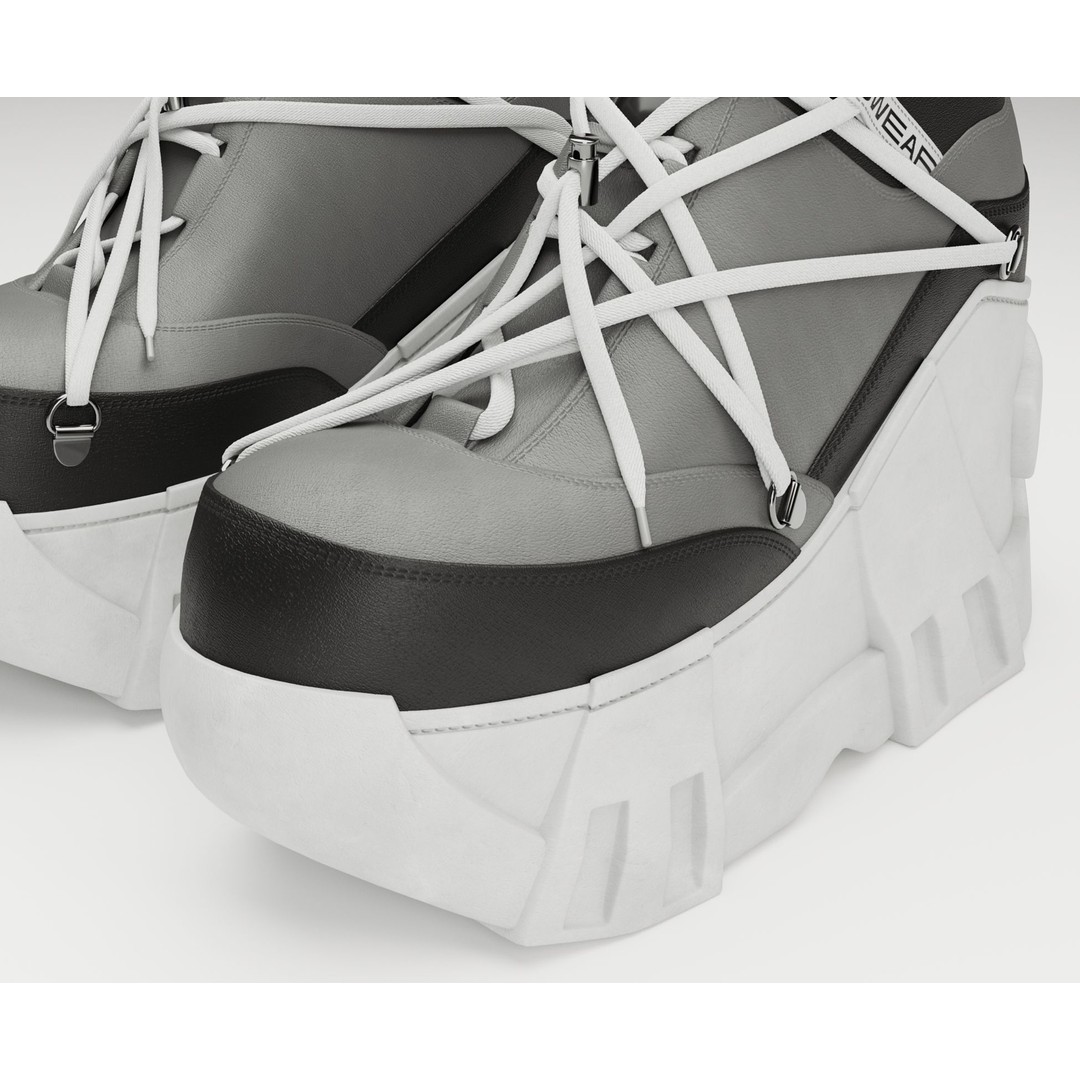 Black Sneakers 3D Model – Low Poly Game-Ready Footwear, FBX & OBJ - View 8