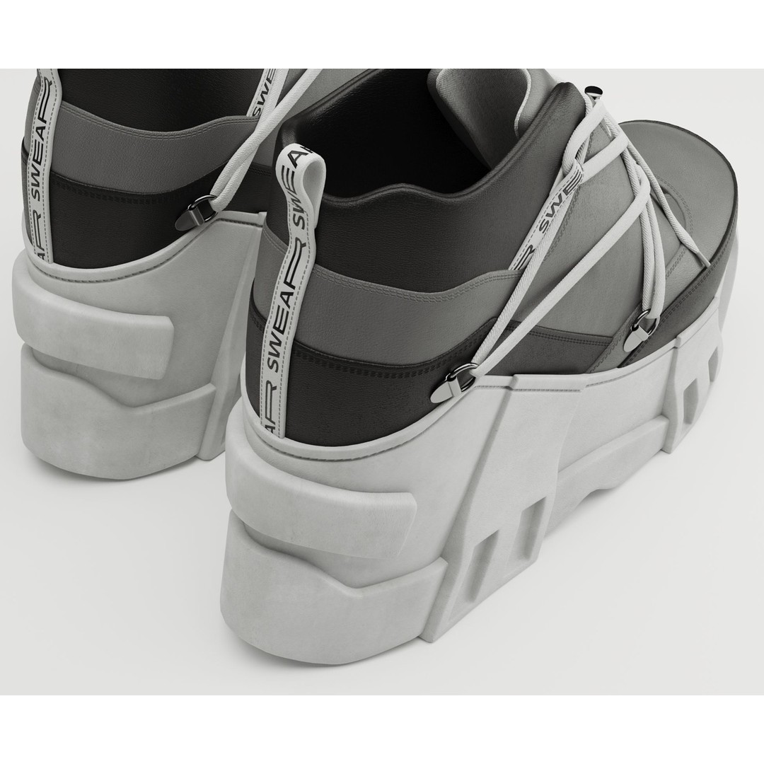 Black Sneakers 3D Model – Low Poly Game-Ready Footwear, FBX & OBJ - View 9