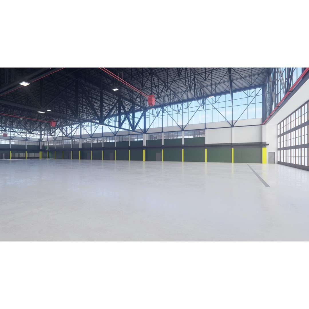 Airplane Hangar 3D Model – Low Poly Interior Asset, FBX, OBJ, Blender - View 10