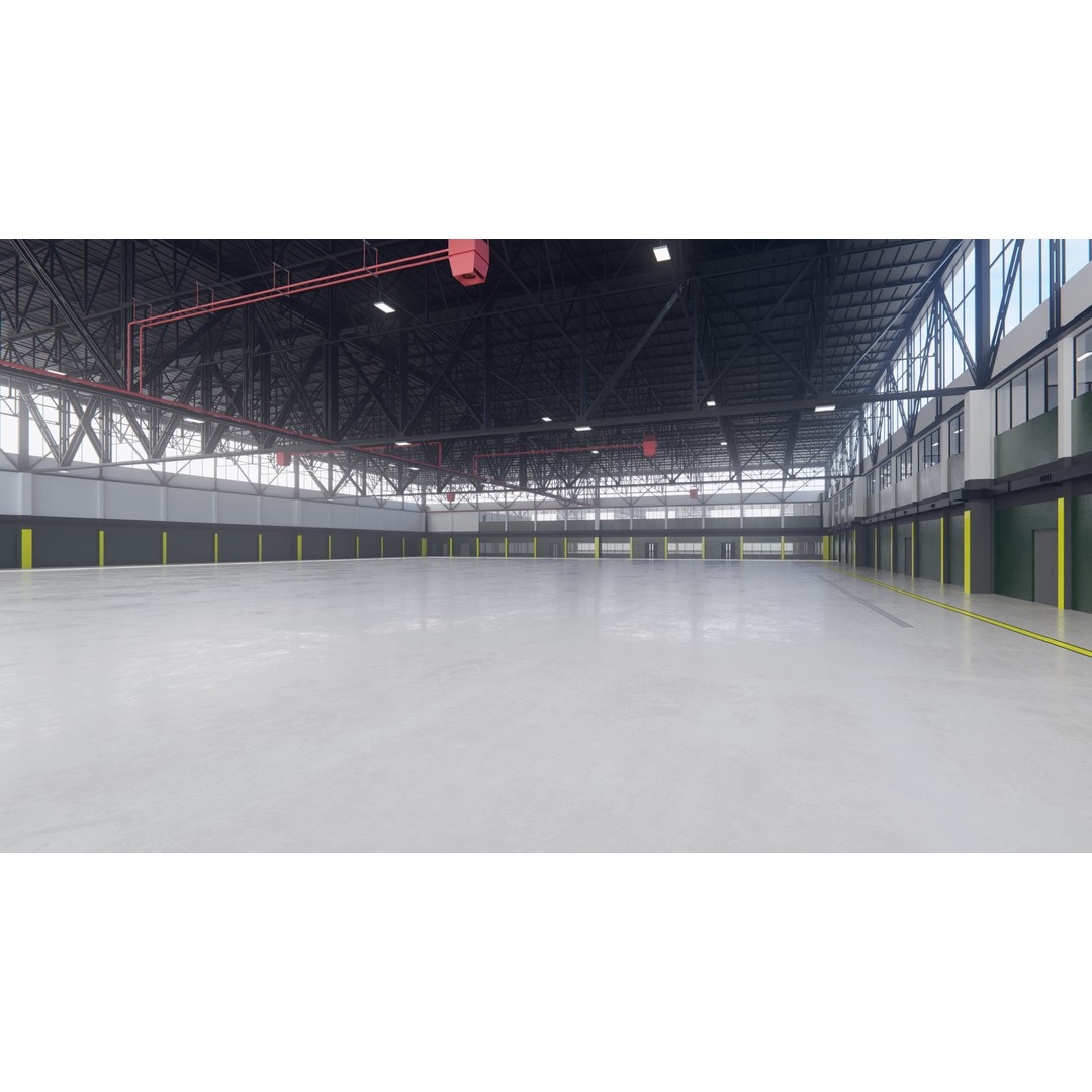 Airplane Hangar 3D Model – Low Poly Interior Asset, FBX, OBJ, Blender - View 11