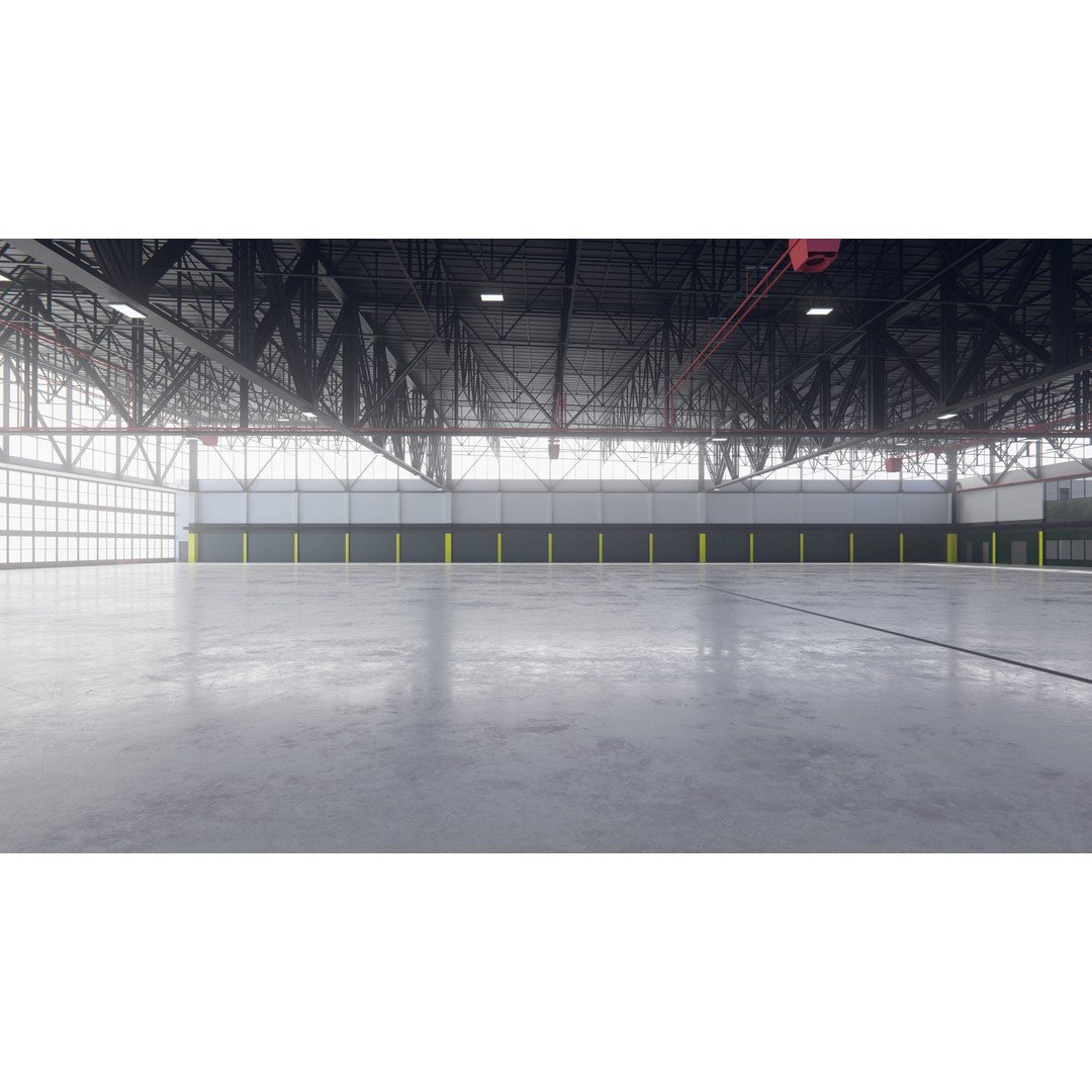 Airplane Hangar 3D Model – Low Poly Interior Asset, FBX, OBJ, Blender - View 13