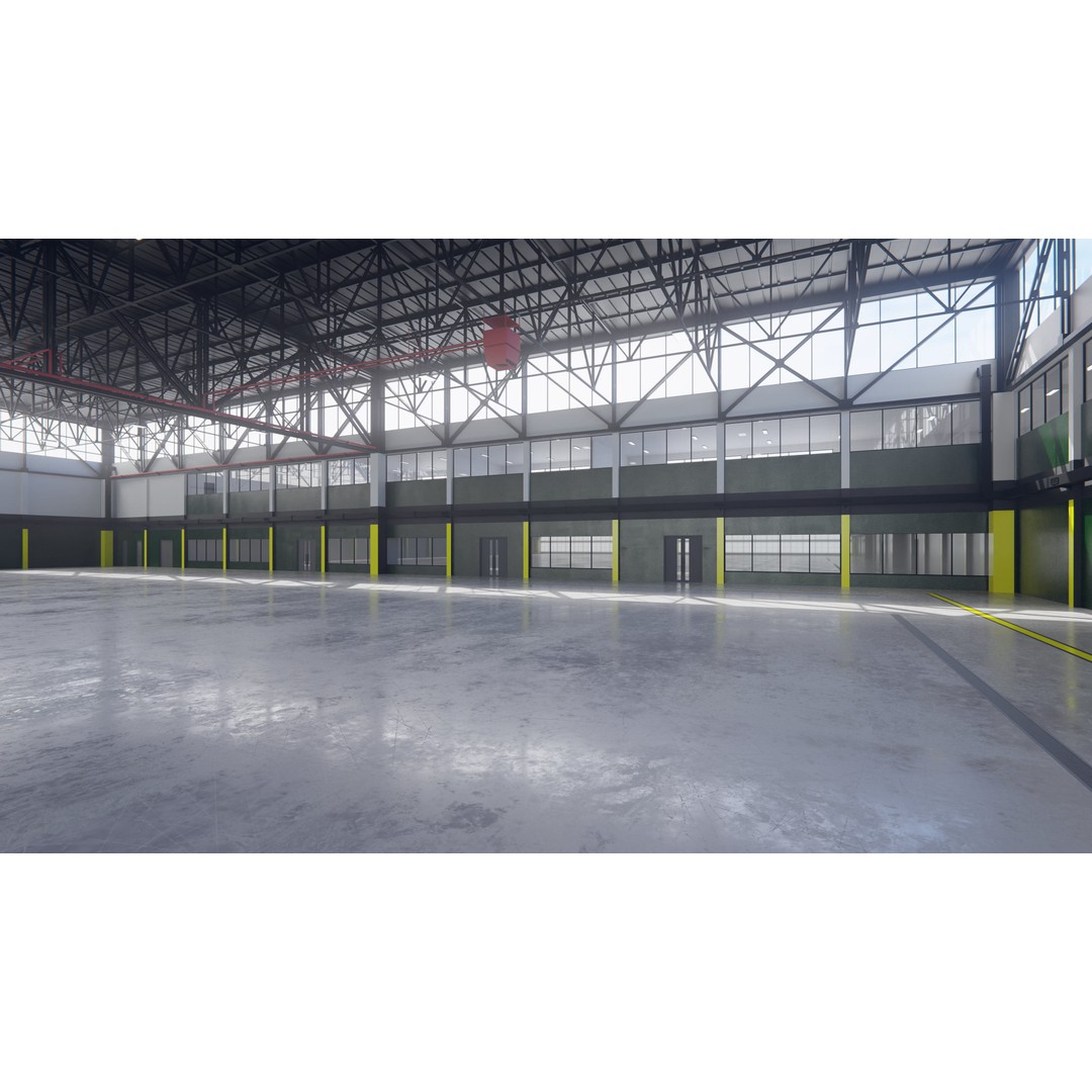 Airplane Hangar 3D Model – Low Poly Interior Asset, FBX, OBJ, Blender - View 14