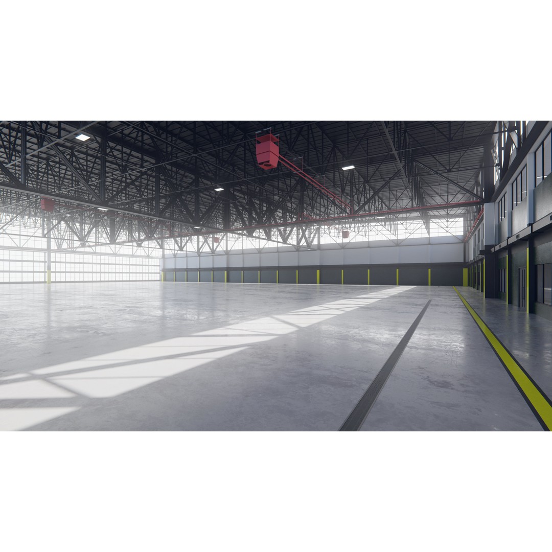 Airplane Hangar 3D Model – Low Poly Interior Asset, FBX, OBJ, Blender - View 15