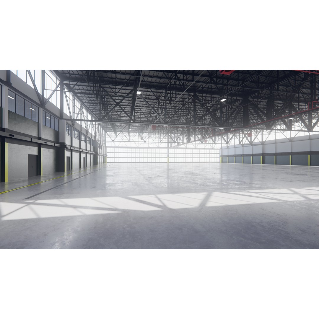 Airplane Hangar 3D Model – Low Poly Interior Asset, FBX, OBJ, Blender - View 16