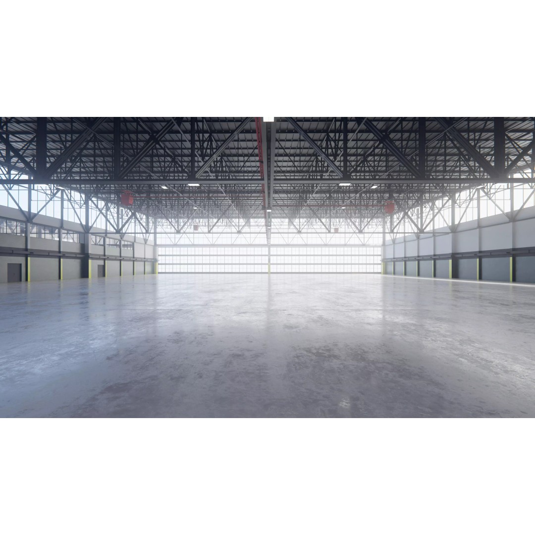 Airplane Hangar 3D Model – Low Poly Interior Asset, FBX, OBJ, Blender - View 2