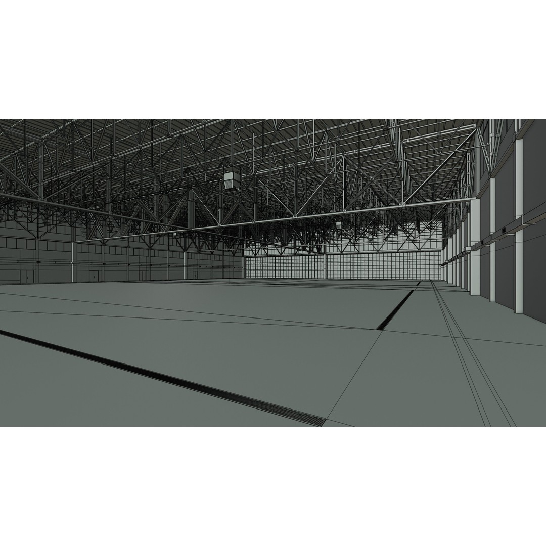 Airplane Hangar 3D Model – Low Poly Interior Asset, FBX, OBJ, Blender - View 23