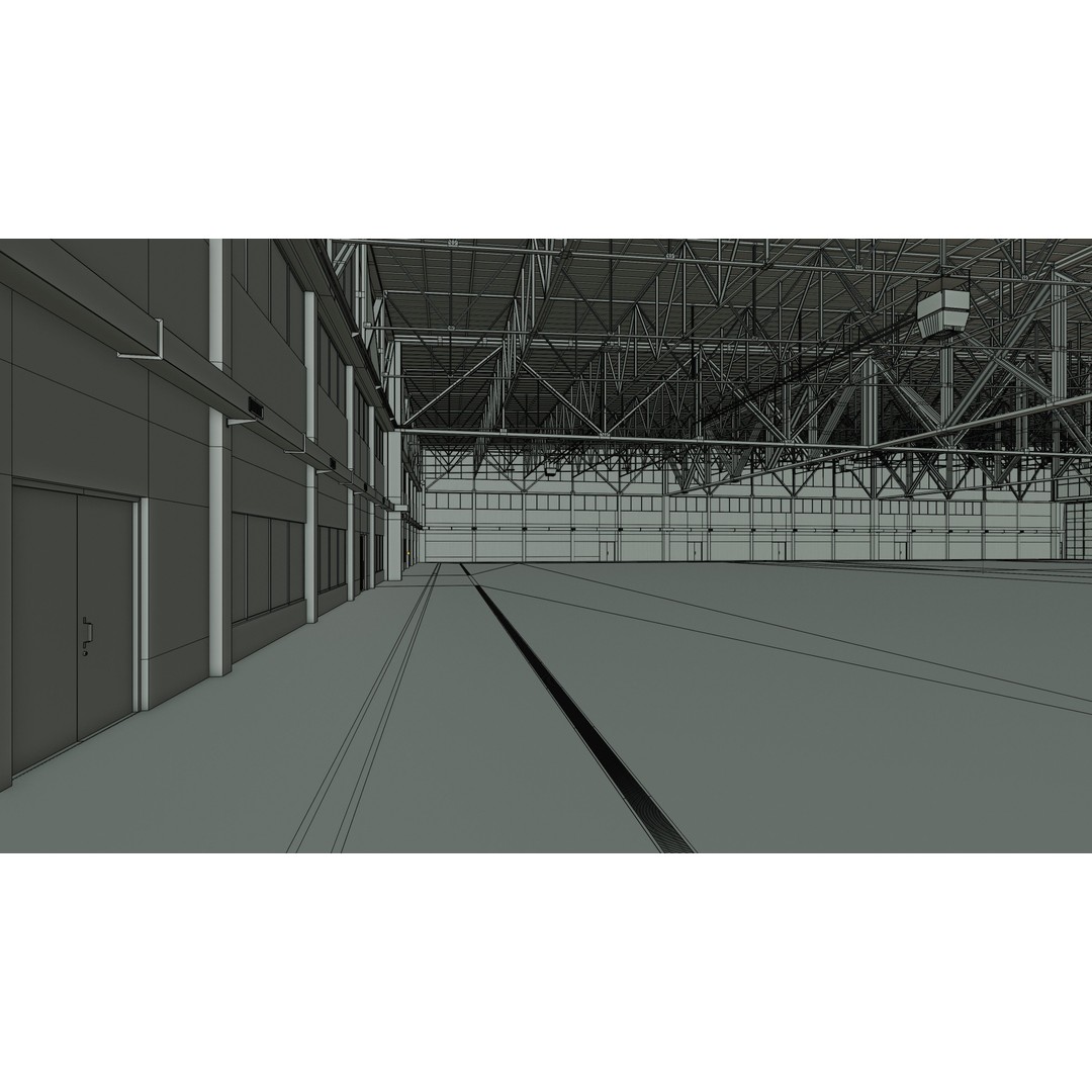 Airplane Hangar 3D Model – Low Poly Interior Asset, FBX, OBJ, Blender - View 24
