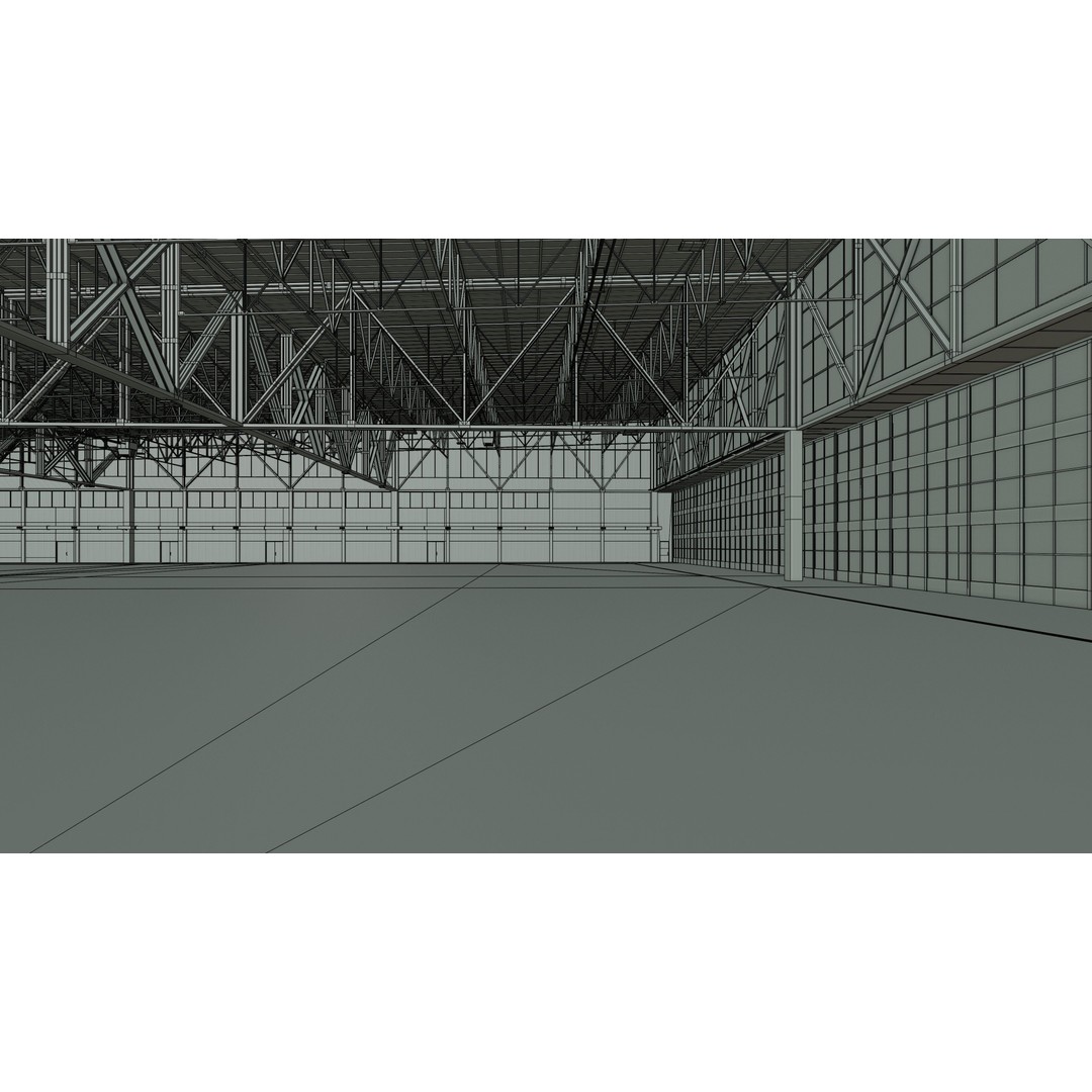 Airplane Hangar 3D Model – Low Poly Interior Asset, FBX, OBJ, Blender - View 27