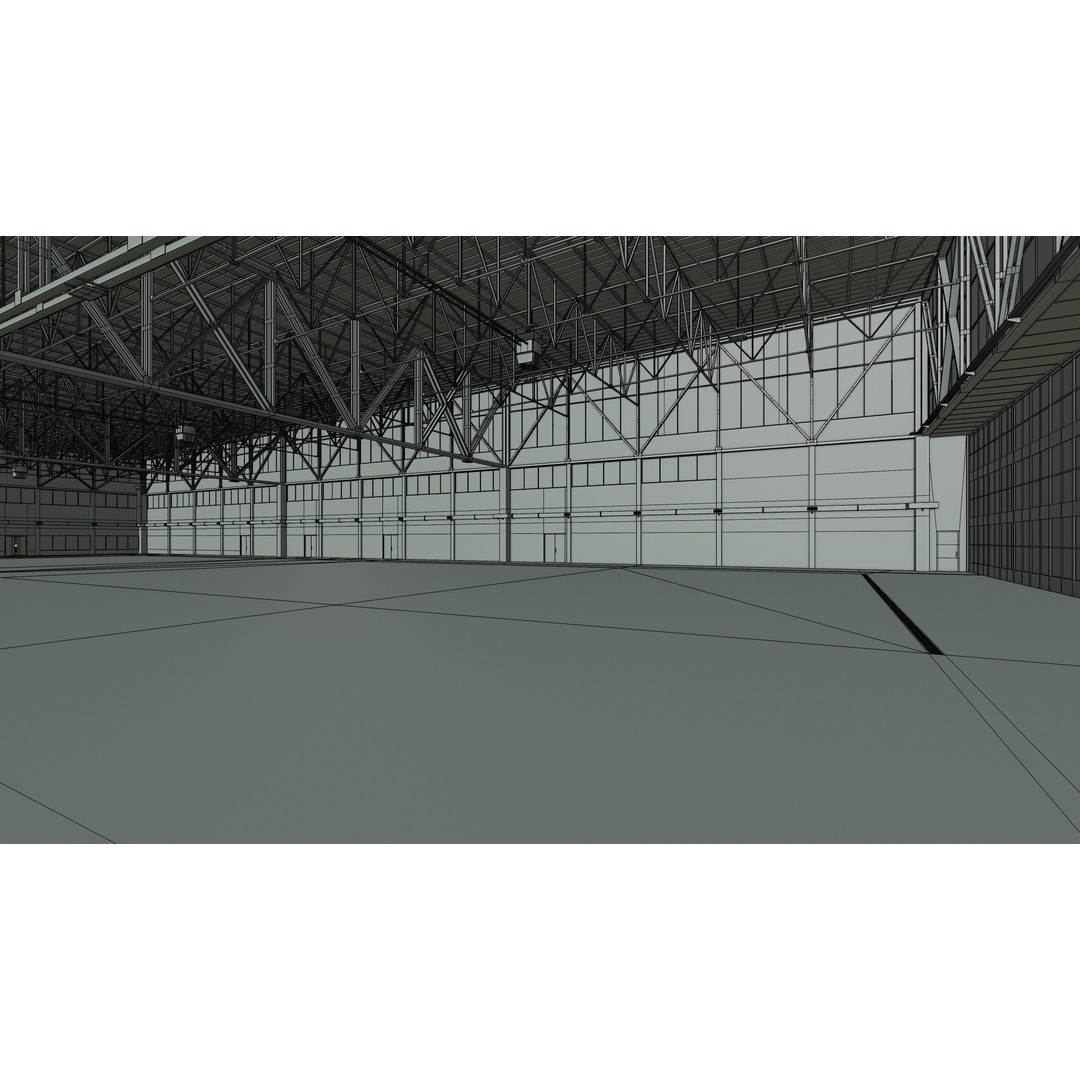 Airplane Hangar 3D Model – Low Poly Interior Asset, FBX, OBJ, Blender - View 30