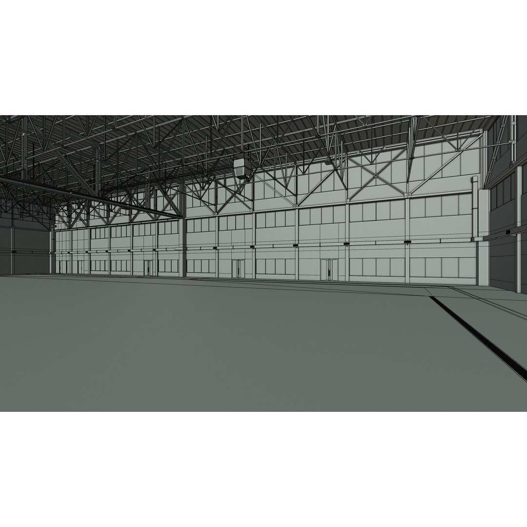 Airplane Hangar 3D Model – Low Poly Interior Asset, FBX, OBJ, Blender - View 34